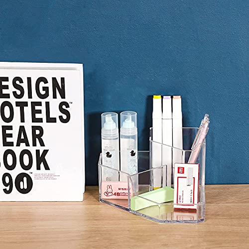 Clear Acrylic Makeup Brush Organizer with 3 Slots - Vanity Storage