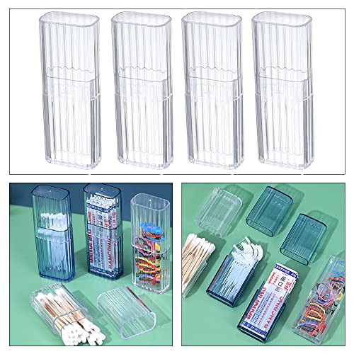 JIEDALIN 4 Pcs Cotton Swab Holder for Travel Mini PP Storage Case