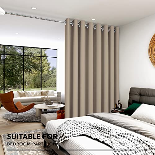 Deconovo Extra Wide Blackout Curtain Divider 180" x 108" - Khaki