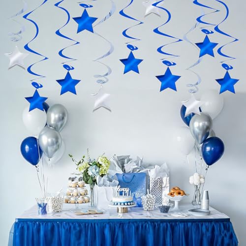 2026 Graduation Hanging Swirls - 32 Pack Blue & Silver Decor
