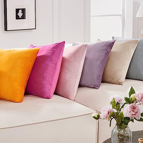 Deconovo Velvet Throw Pillow Covers, 26" x 26" Grey, Set of 2
