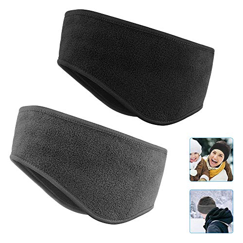 Komake Fleece Ear Warmers Headband - Moisture Wicking Winter Earmuffs for Running and Cycling