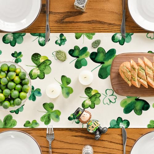 Lucky Shamrock Table Runner for St. Patrick's Day Decor - Green 13 x 72 Inches
