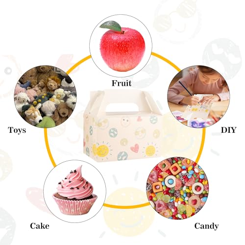 White Gable Favor Treat Boxes with Handle, 6.5x4x4 Inch, 10 Pack