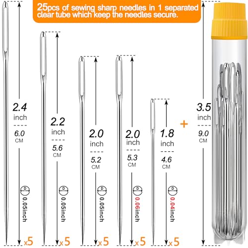 60PCS Hand Sewing Needles Set - Sharp & Blunt Stainless Steel