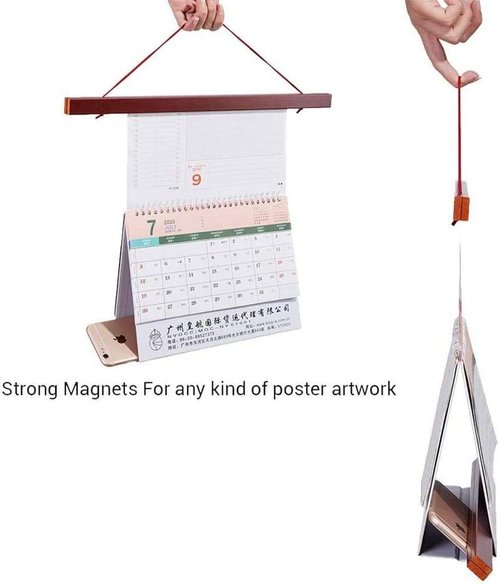 Benjia Magnetic Poster Hanger - 18" Mahogany Wood Frame for Canvas & Artwork Display