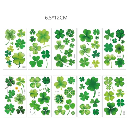 St. Patrick's Day Temporary Tattoos 10 Sheets Shamrock Irish Party Decals
