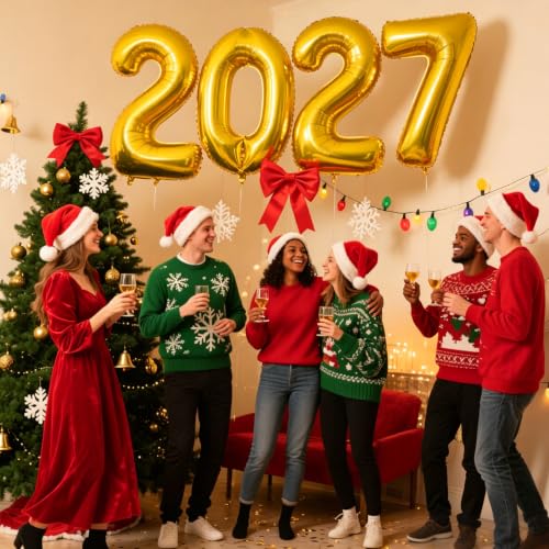 40 Inch Gold 2027 Foil Number Balloons - New Year & Graduation Party Decor