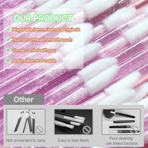 SruidyLady 50 PCS Disposable Lip Wands Glitter Crystal Lip Gloss Brushes