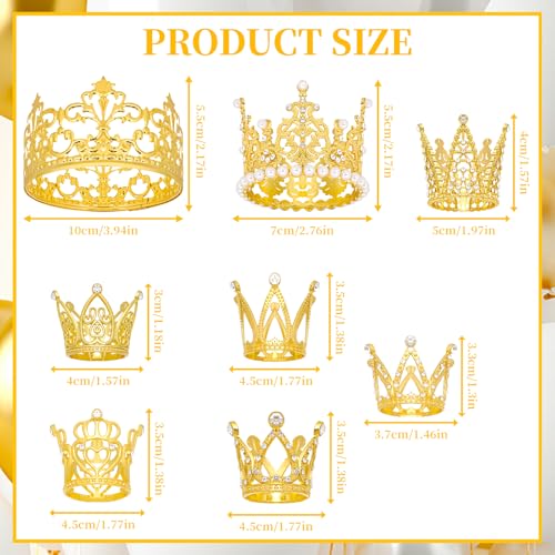KICOSY Gold Mini Crowns Set - 8 Pcs for Cake & Bouquet Decorations