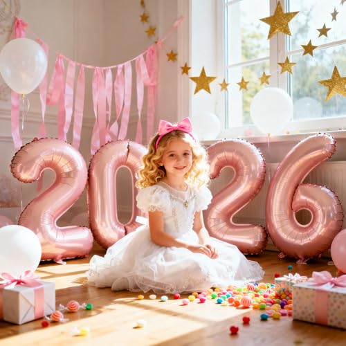 Rose Gold 2026 Number Balloons 16 Inch Foil Graduation New Year Party