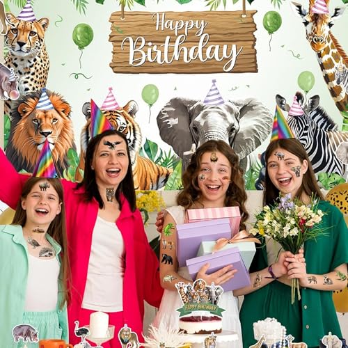 Jungle Animal Temporary Tattoos for Kids - 50 Pcs Safari Zoo Party Favors