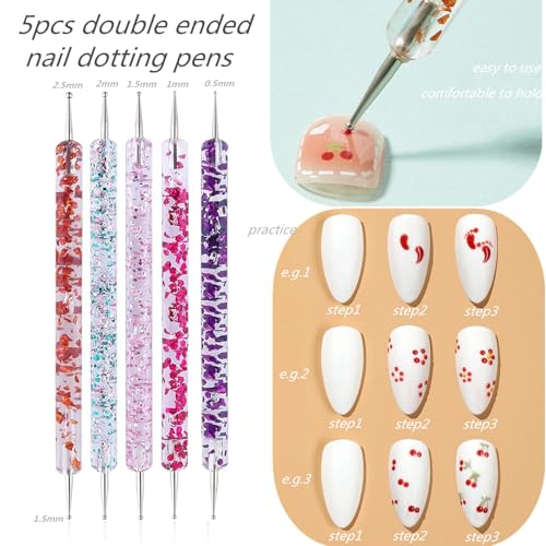 FULINJOY 10-Piece Nail Art Kit with Dotting Tools and Liner Brushes
