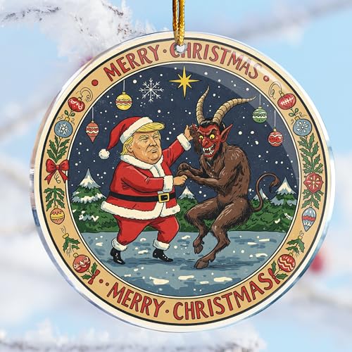 Krampus Dancing Funny Christmas Ornament - 3.6 Acrylic Naughty Holiday Decor