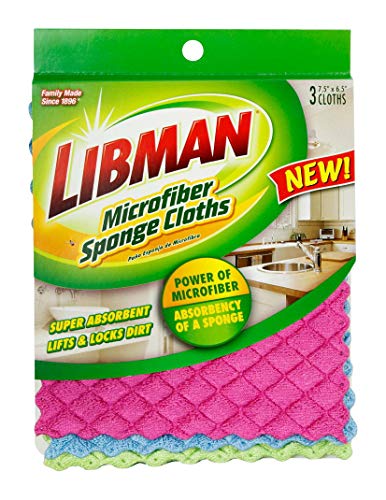 Libman Microfiber Sponge Cloths - Absorbent Cleaning Cloths (3-Pack)