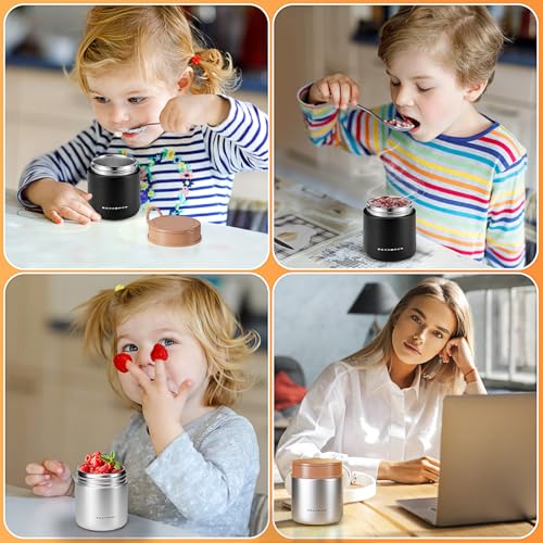 Kids Thermo Food Jar 15.2 oz Pink with Foldable Spoon - Keeps Food Hot 6H