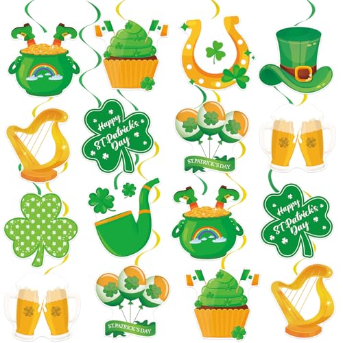 St. Patrick's Day Hanging Swirl Decorations - 40 Pcs Irish Shamrock Party Streamers