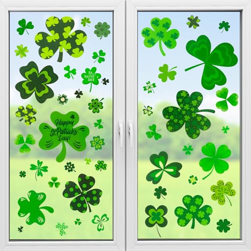St Patricks Day Window Clings - 117 Reusable Shamrock Stickers