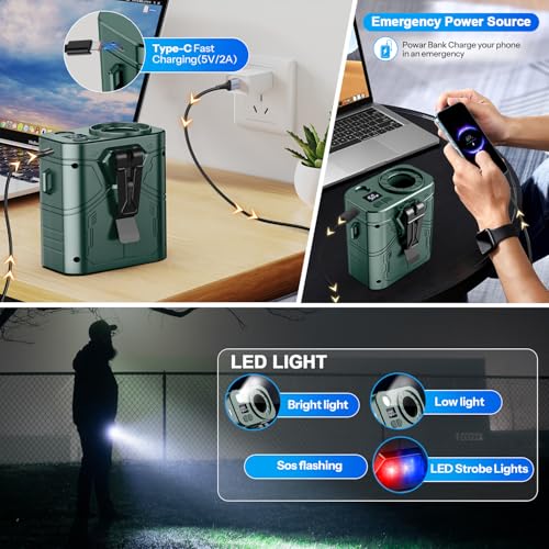 JTRYEMU 20000mAh Portable Waist Fan - Rechargeable, 5 Speeds, LED Light