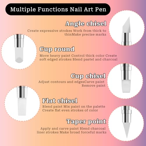 10-Piece Dual-Tipped Nail Art Brush & Silicone Carving Tool Set