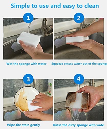 Magic Sponges 50-Pack Cleaning Erasers - Multi-Functional Melamine Foam Pads for Kitchen, Bathroom & Furniture