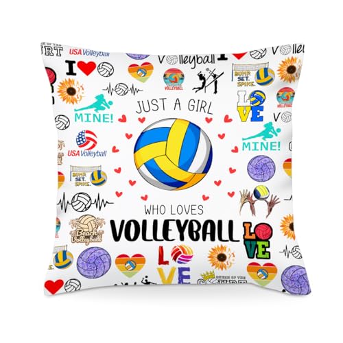 Volleyball Throw Pillow Cover - 18x18 Inch Inspirational Gift for Players