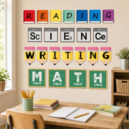 23-Piece Classroom Bulletin Board Decor Set for Reading, Math & Science