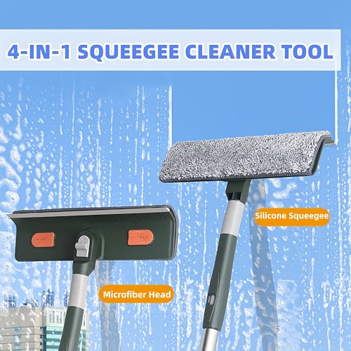 4-in-1 Window Squeegee Cleaner Kit with 81" Extendable Pole