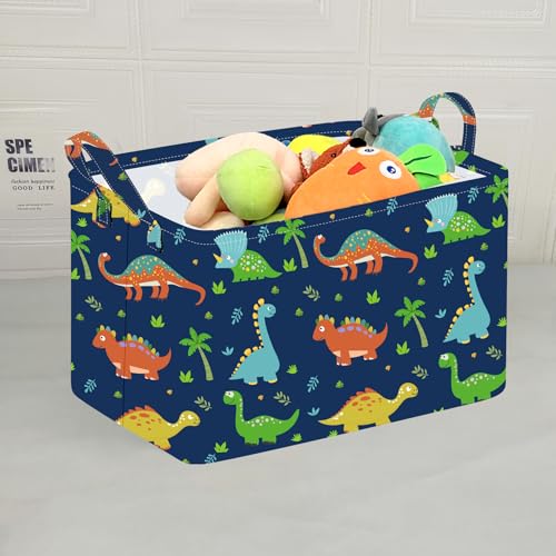 ACMUUNI Dinosaur Storage Basket, Rectangular Nursery Toy Bin with Handles