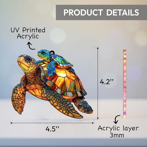 Sea Turtle Gift for Women, Mom & Daughter Christmas Ornament with Card
