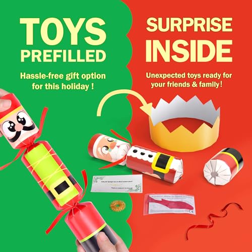 Christmas No Snap Party Favors with Hats and Prizes - 18 Pack