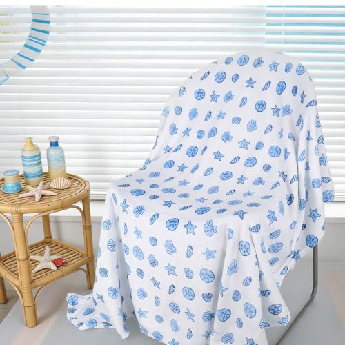 Coastal Ocean Life Flannel Throw Blanket, 50x60 Inch Seashell Beach Decor