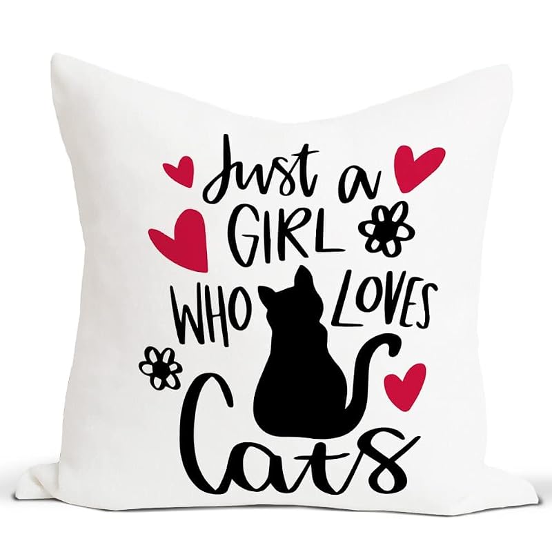 Just a Girl Who Loves Cats Flannel Throw Pillow Cover 18x18