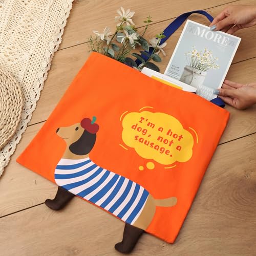 Qirrmiy 3D Dog Canvas Tote Bag for Women - Reusable Shoulder Bag