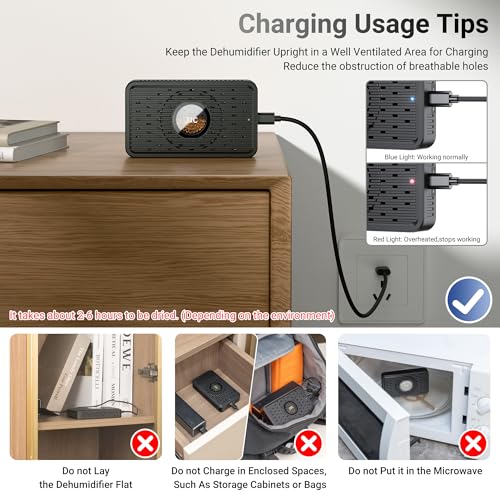 Rechargeable Portable Dehumidifier with USB-C for Storage