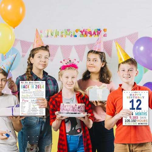 12th Birthday Card for Boys & Girls - HEJOYN QQ-202, 10.6x7.9 Inches