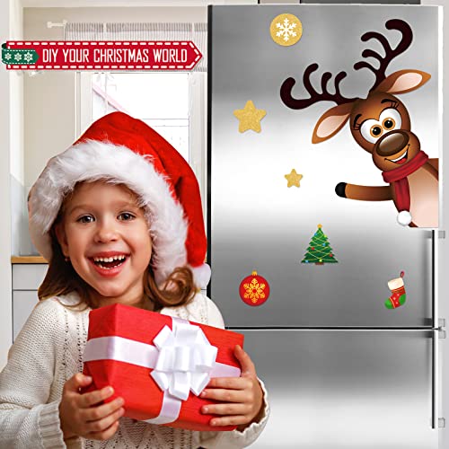 Christmas Refrigerator Magnets - Reindeer Decor, 15 Pieces, Festive Holiday Kitchen Accessories