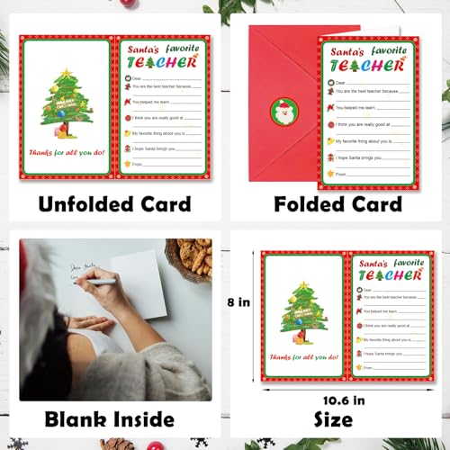 Christmas Thank You Cards for Teachers - Fill in the Blank