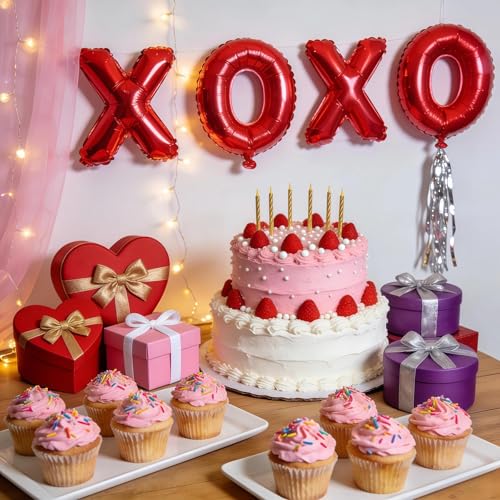 6-Pack XOXO Red Heart & Letter Balloons for Valentine's Day