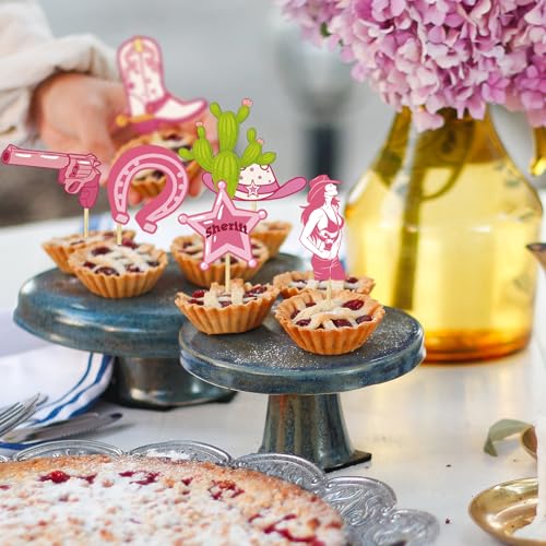 24 Cowgirl Cupcake Toppers for Western Theme Parties