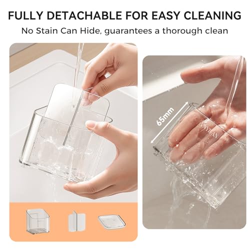 VNYIFAN Clear 3 Slots Toothbrush Holder with Detachable Dividers, Dry-Wet Separation