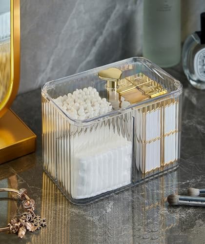 Acrylic Bathroom Organizer with 3 Compartments for Cotton Swabs & Pads
