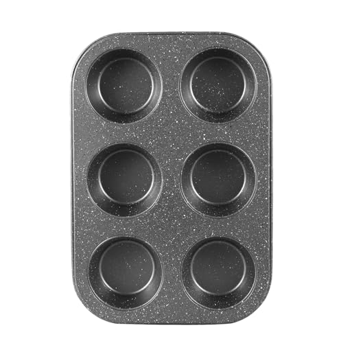 Walooza 6-Cup Nonstick Muffin Pan, Carbon Steel Cupcake Baking Tray