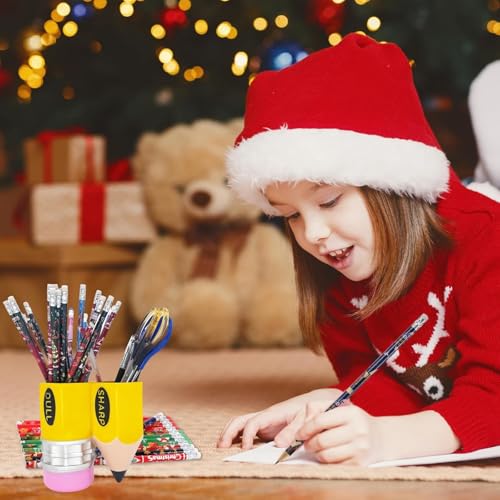 12 Pcs Christmas Pencils Bulk with Erasers - Christmas Style - Festive Holiday Designs