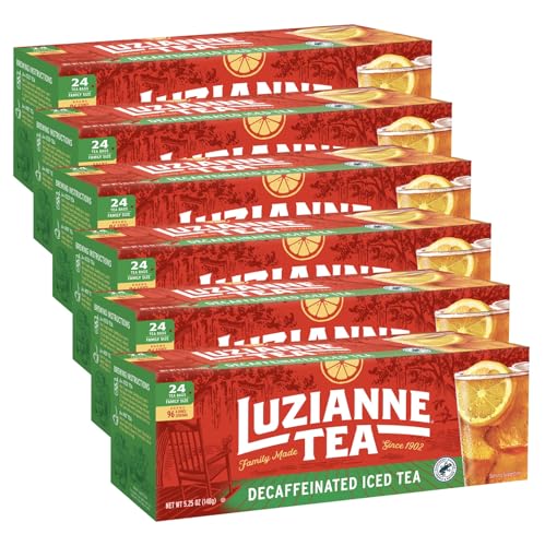 Luzianne Decaffeinated Iced Tea Bags, Unflavored - 24 Count (Pack of 6)
