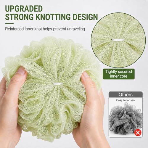 Loofah Sponge 4 Pack - Soft Mesh Bath Pouf for Gentle Exfoliation