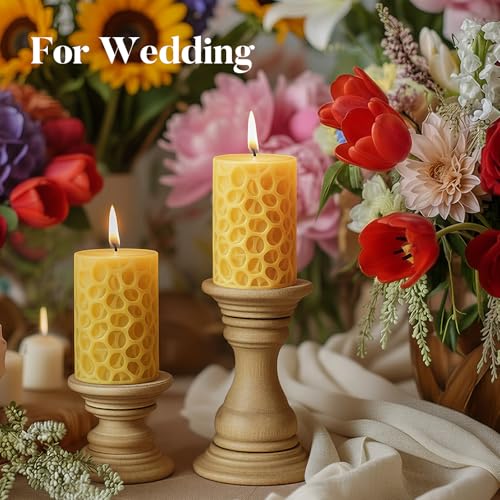 Ashlux 100% Pure Beeswax Pillar Candles, 3x4 Inch - 2 Pack