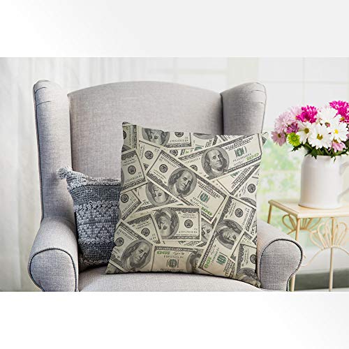 Hundred Dollar Money Throw Pillow Cover - 18x18 Inch Cotton Linen