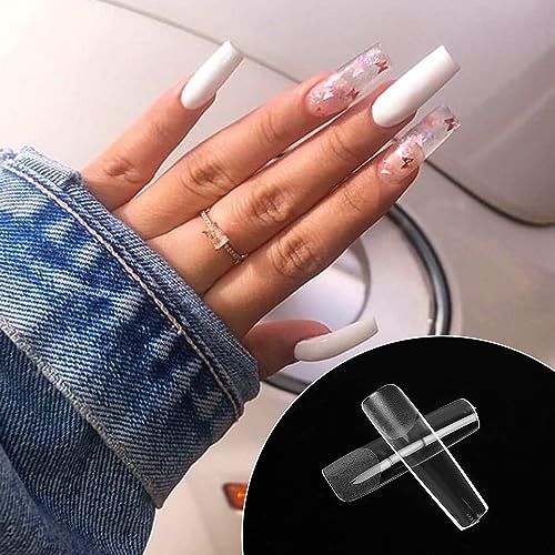 Extra Long Clear Square Nail Tips 240 Pcs Acrylic False Nail Kit