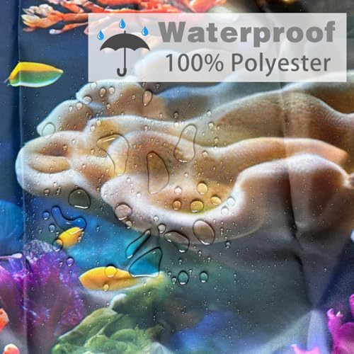 Waterproof Jellyfish Turtle Shower Curtain - Ocean Theme 72x72